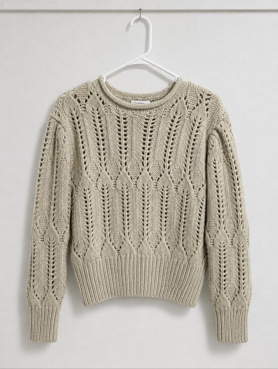 Astr Sweaters - Astr Open Cable Knit Crewneck Sweater - Cream - Womens M